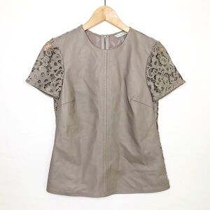Trina Turk tan Lace and leather top